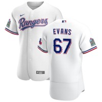 Texas Texas Rangers #67 Demarcus Evans Men's Nike White Home 2020 Authentic Patch Player MLB Jersey