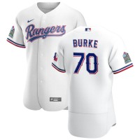 Texas Texas Rangers #70 Brock Burke Men's Nike White Home 2020 Authentic Patch Player MLB Jersey