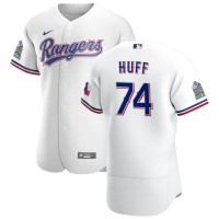 Texas Texas Rangers #74 Sam Huff Men's Nike White Home 2020 Authentic Patch Player MLB Jersey