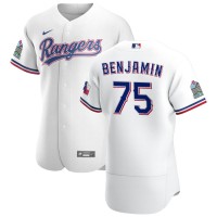 Texas Texas Rangers #75 Wes Benjamin Men's Nike White Home 2020 Authentic Patch Player MLB Jersey