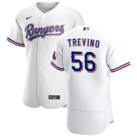 Texas Texas Rangers #56 Jose Trevino Men's Nike White Home 2020 Authentic Player MLB Jersey