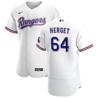 Texas Texas Rangers #64 Jimmy Herget Men's Nike White Home 2020 Authentic Player MLB Jersey
