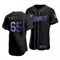 Texas Texas Rangers #65 Leody Taveras Men's Nike Iridescent Holographic Collection MLB Jersey - Black