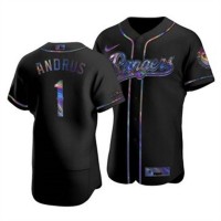 Texas Texas Rangers #1 Elvis Andrus Men's Nike Iridescent Holographic Collection MLB Jersey - Black