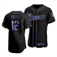Texas Texas Rangers #12 Rougned Odor Men's Nike Iridescent Holographic Collection MLB Jersey - Black