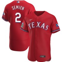 Texas Texas Rangers #2 Marcus Semien Men's Nike Scarlet Alternate 2020 Authentic Team MLB Jersey