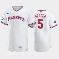 Texas Texas Rangers #5 Corey Seager Men's 1972 Throwback White 50th Anniversary Home Authentic Jersey