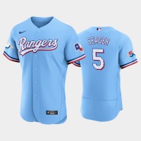 Texas Texas Rangers #5 Corey Seager Authentic 50th Anniversary Men's Nike Alternate MLB Jersey - Light Blue