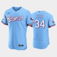 Texas Texas Rangers #34 Nolan Ryan Authentic 50th Anniversary Men's Nike Alternate MLB Jersey - Light Blue