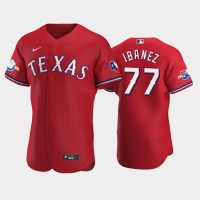 Texas Texas Rangers #77 Andy Ibanez Authentic 50th Anniversary Men's Nike Alternate MLB Jersey - Red