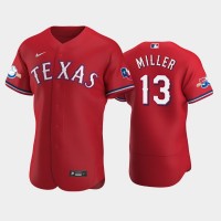 Texas Texas Rangers #13 Brad Miller Authentic 50th Anniversary Men's Nike Alternate MLB Jersey - Red