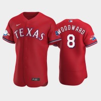 Texas Texas Rangers #8 Chris Woodward Authentic 50th Anniversary Men's Nike Alternate MLB Jersey - Red