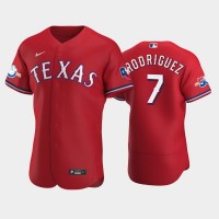 Texas Texas Rangers #7 Ivan Rodriguez Authentic 50th Anniversary Men's Nike Alternate MLB Jersey - Red