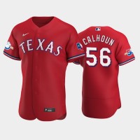 Texas Texas Rangers #56 Kole Calhoun Authentic 50th Anniversary Men's Nike Alternate MLB Jersey - Red