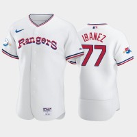 Texas Texas Rangers #77 Andy Ibanez 1972 Throwback 50th Anniversary Authentic Men's Nike MLB Jersey - White