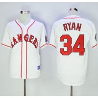 Texas Rangers #34 Nolan Ryan White Cooperstown Stitched MLB Jersey