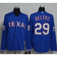 Texas Rangers #29 Adrian Beltre Blue New Cool Base Long Sleeve Stitched MLB Jersey