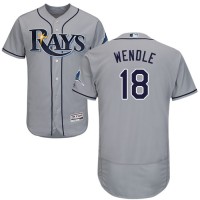 Tampa Bay Rays #18 Joey Wendle Grey Flexbase Authentic Collection Stitched MLB Jersey