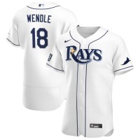 Tampa Bay Tampa Bay Rays #18 Joey Wendle Men's Nike White Home 2020 World Series Bound Authentic Player MLB Jersey