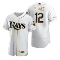 Tampa Bay Tampa Bay Rays #12 Wade Boggs White Nike Men's Authentic Golden Edition MLB Jersey