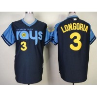 Tampa Bay Rays #3 Evan Longoria Dark Blue 1970's Turn Back The Clock Stitched MLB Jersey