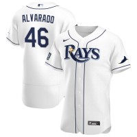 Tampa Bay Tampa Bay Rays #46 Jose Alvarado Men's Nike White Home 2020 World Series Bound Authentic Player MLB Jersey