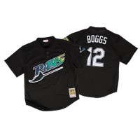 Mitchell And Ness 1998 Tampa Bay Rays #12 Wade Boggs Black Throwback Stitched MLB Jersey