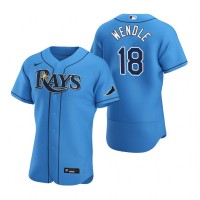 Tampa Bay Tampa Bay Rays #18 Joey Wendle Men's Nike Light Blue Alternate 2020 Authentic Player MLB Jersey