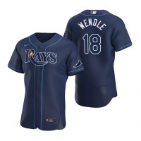 Tampa Bay Tampa Bay Rays #18 Joey Wendle Men's Nike Navy Alternate 2020 Authentic Team MLB Jersey