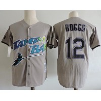 Mitchell And Ness Tampa Bay Rays #12 Wade Boggs Grey Throwback Stitched MLB Jersey