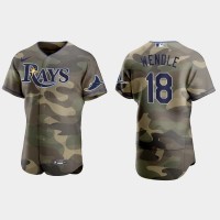 Tampa Bay Tampa Bay Rays #18 Joey Wendle Men's Nike 2021 Armed Forces Day Authentic MLB Jersey -Camo