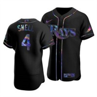 Tampa Bay Tampa Bay Rays #4 Blake Snell Men's Nike Iridescent Holographic Collection MLB Jersey - Black