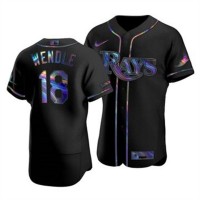 Tampa Bay Tampa Bay Rays #18 Joey Wendle Men's Nike Iridescent Holographic Collection MLB Jersey - Black