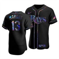 Tampa Bay Tampa Bay Rays #13 Manuel Margot Men's Nike Iridescent Holographic Collection MLB Jersey - Black