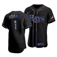 Tampa Bay Tampa Bay Rays #1 Willy Adames Men's Nike Iridescent Holographic Collection MLB Jersey - Black