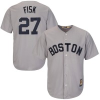 Boston Boston Red Sox #27 Carlton Fisk Majestic Cool Base Cooperstown Collection Player Jersey Gray