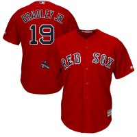 Boston Boston Red Sox #19 Jackie Bradley Jr. Majestic 2018 World Series Champions Team Logo Player Jersey Scarlet
