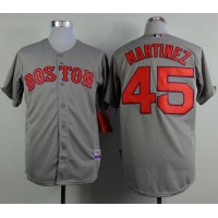 Boston Red Sox #45 Pedro Martinez Grey Cool Base Stitched MLB Jersey