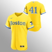Boston Boston Red Sox #41 Chris Sale Men's Nike 2021 City Connect Gold Authentic MLB Jersey - No Name