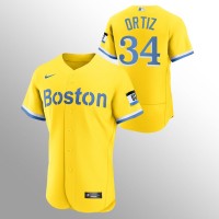 Boston Boston Red Sox #34 David Ortiz Men's Nike 2021 City Connect Gold Authentic MLB Jersey