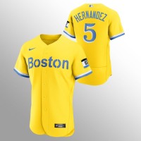 Boston Boston Red Sox #5 Enrique Hernandez Men's Nike 2021 City Connect Gold Authentic MLB Jersey
