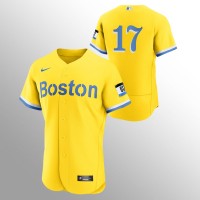 Boston Boston Red Sox #17 Nathan Eovaldi Men's Nike 2021 City Connect Gold Authentic MLB Jersey - No Name