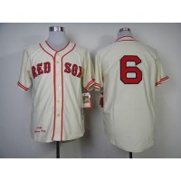 Mitchell And Ness 1946 Boston Red Sox #6 Johnny Pesky Cream Throwback Stitched MLB Jersey