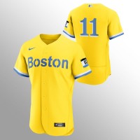 Boston Boston Red Sox #11 Rafael Devers Men's Nike 2021 City Connect Gold Authentic MLB Jersey - No Name