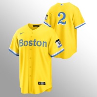 Boston Boston Red Sox #2 Xander Bogaerts Men's Nike 2021 City Connect Gold Fans Version MLB Jersey - No Name