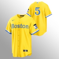 Boston Boston Red Sox #5 Enrique Hernandez Men's Nike 2021 City Connect Gold Fans Version MLB Jersey - No Name
