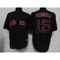 Boston Red Sox #15 Dustin Pedroia Black Fashion Stitched MLB Jersey