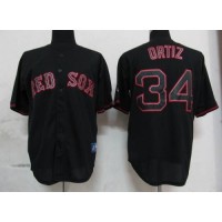 Boston Red Sox #34 David Ortiz Black Fashion Stitched MLB Jersey