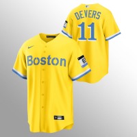 Boston Boston Red Sox #11 Rafael Devers Men's Nike 2021 City Connect Gold Fans Version MLB Jersey