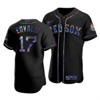 Boston Boston Red Sox #17 Nathan Eovaldi Men's Nike Iridescent Holographic Collection MLB Jersey - Black